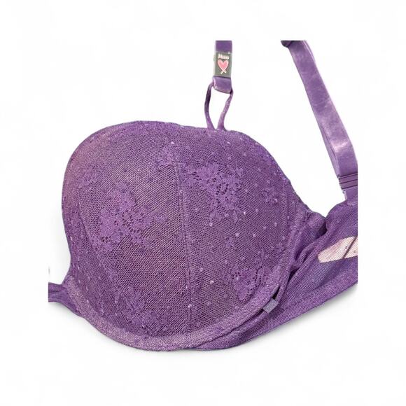 NWT Victoria's Secret 34DDD Purple Crushed Velvet & Lace Push-up Bra 34F - Picture 2 of 5